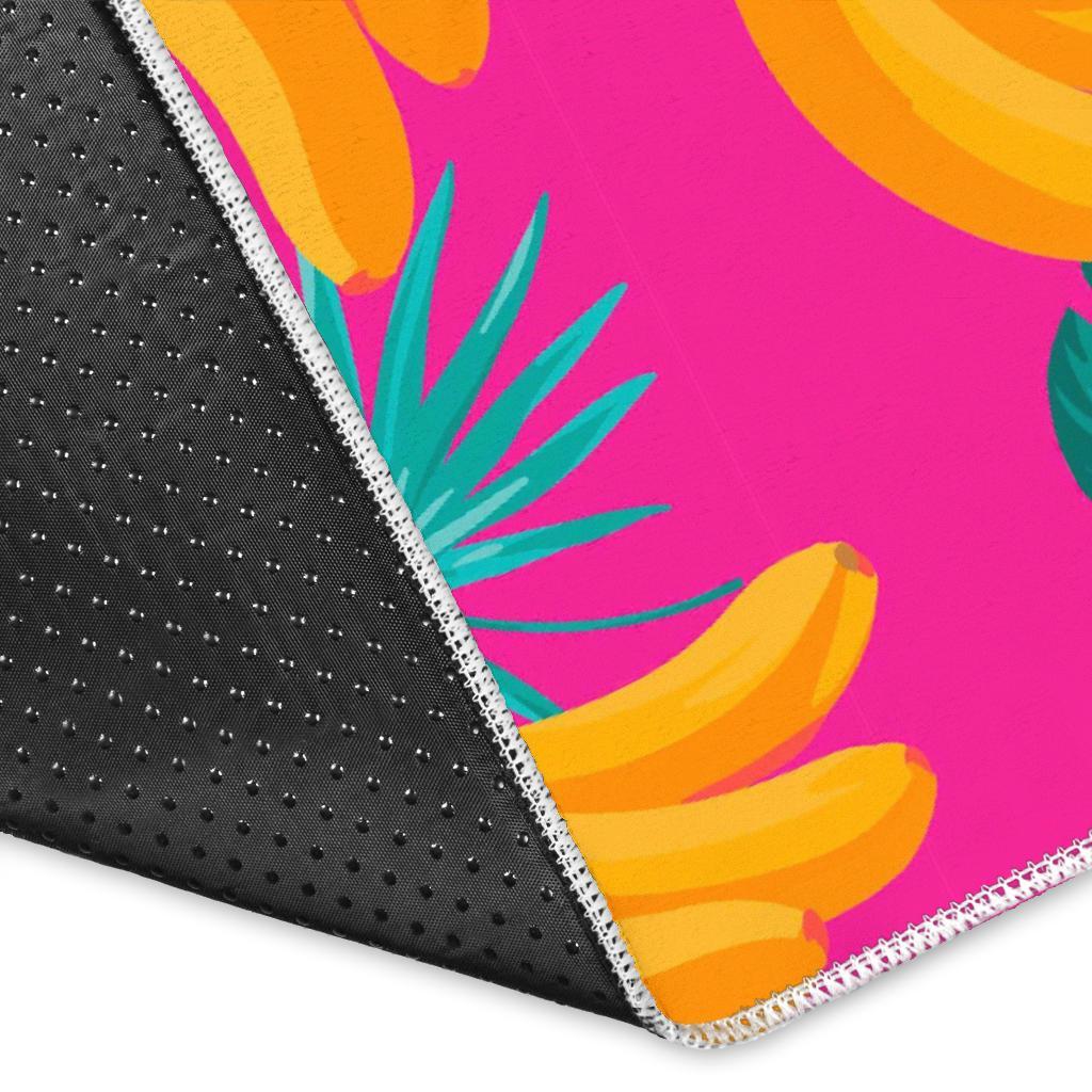 Pink Tropical Banana Pattern Print Area Rug