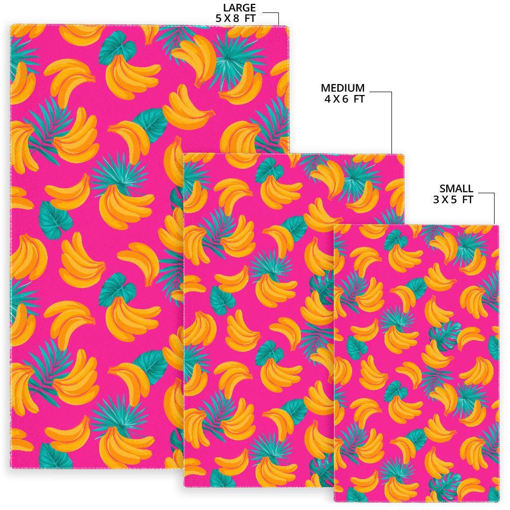 Pink Tropical Banana Pattern Print Area Rug