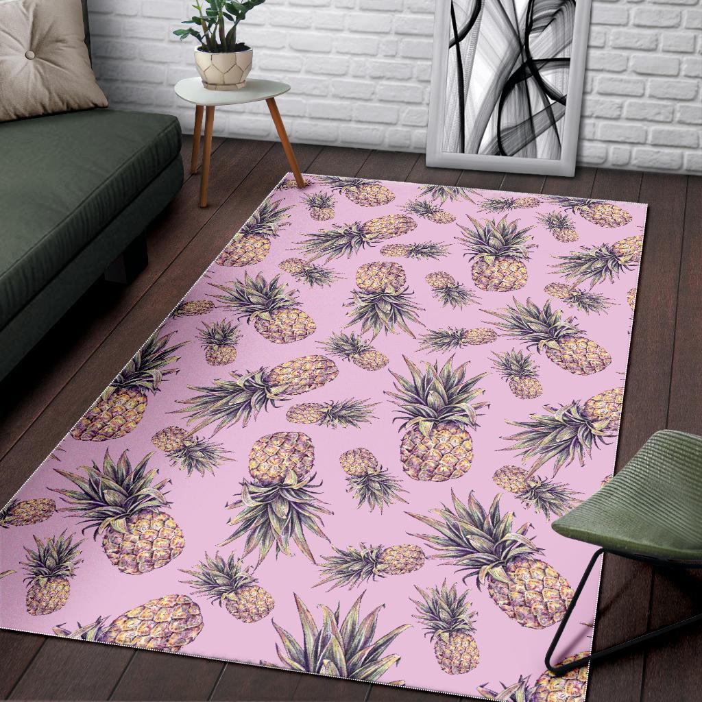 Pink Vintage Pineapple Pattern Print Area Rug