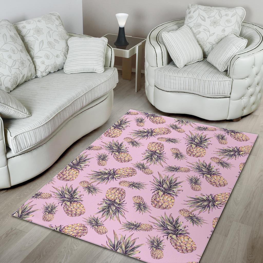 Pink Vintage Pineapple Pattern Print Area Rug
