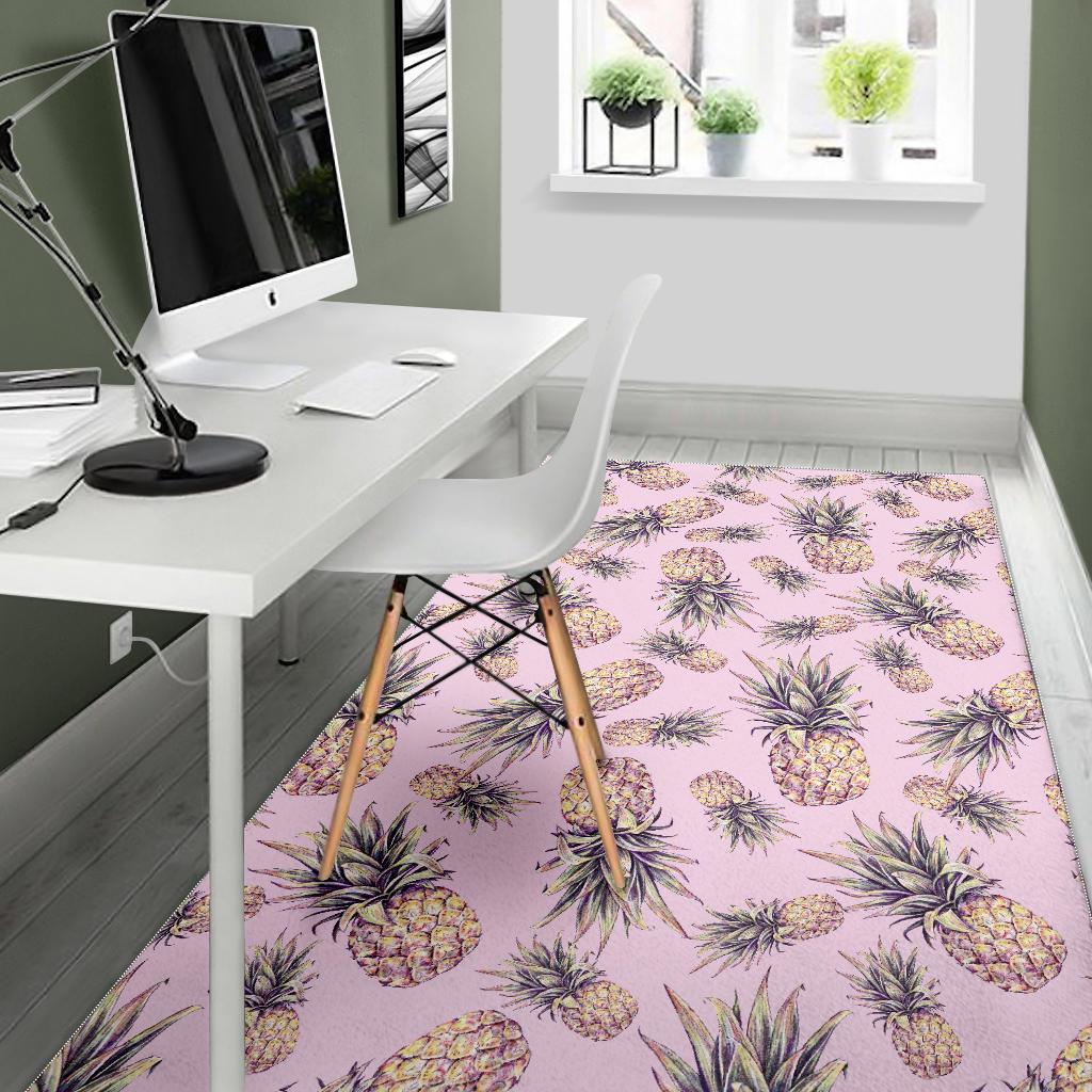 Pink Vintage Pineapple Pattern Print Area Rug