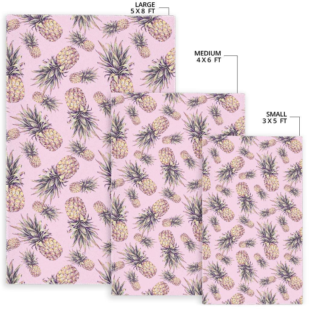 Pink Vintage Pineapple Pattern Print Area Rug