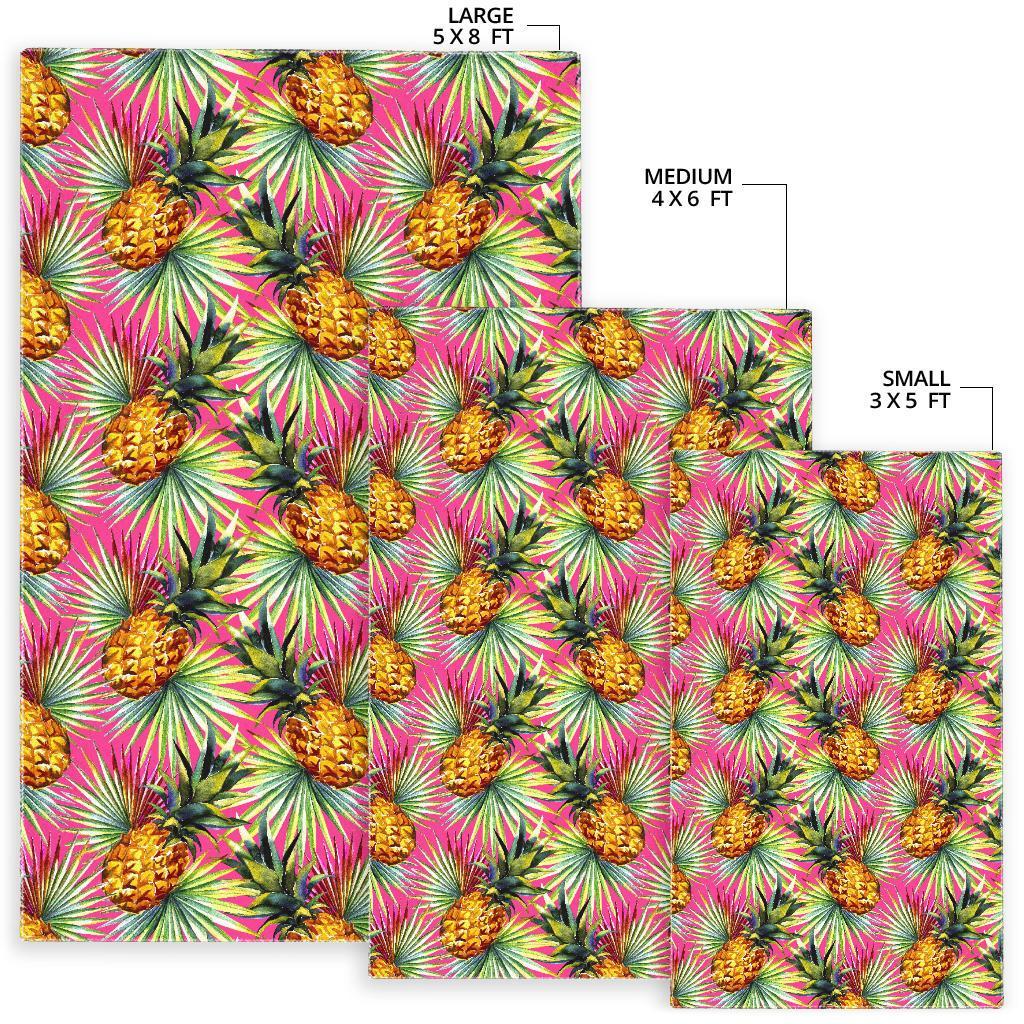 Pink Watercolor Pineapple Pattern Print Area Rug