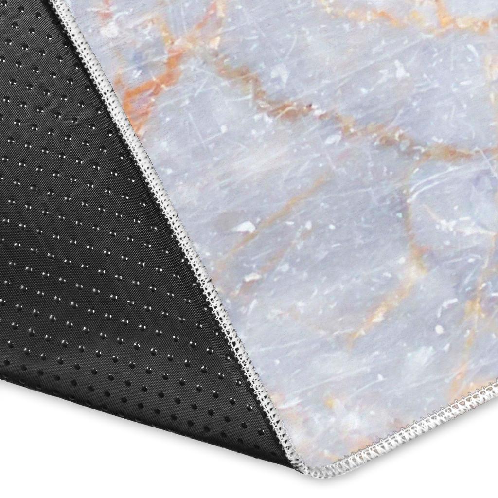 Pink White Grey Marble Print Area Rug