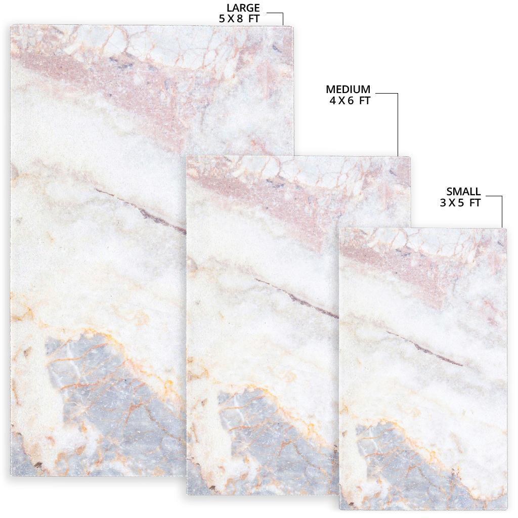 Pink White Grey Marble Print Area Rug