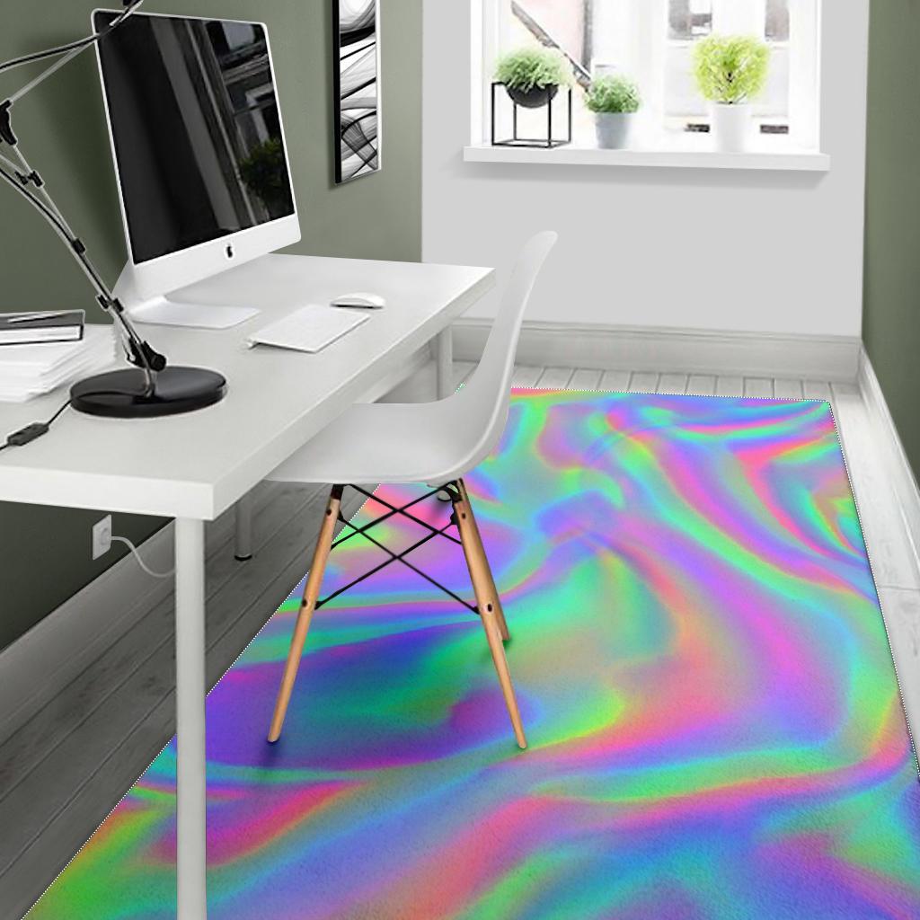 Psychedelic Holographic Trippy Print Area Rug