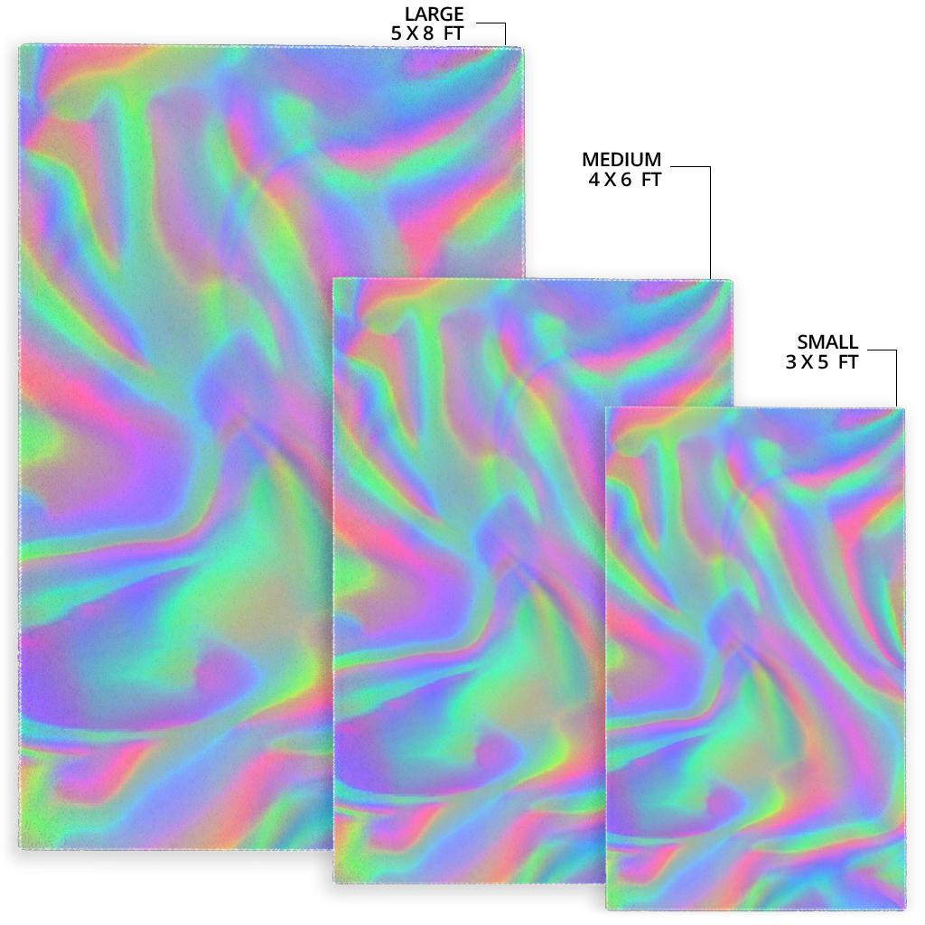 Psychedelic Holographic Trippy Print Area Rug