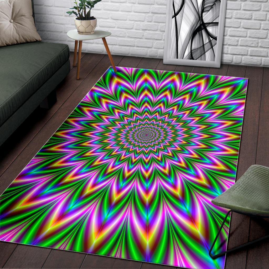 Psychedelic Radiant Optical Illusion Area Rug
