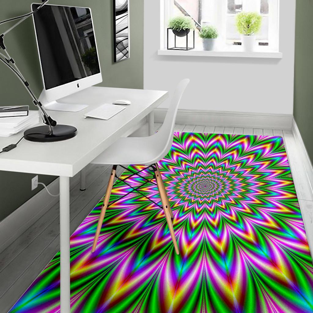 Psychedelic Radiant Optical Illusion Area Rug