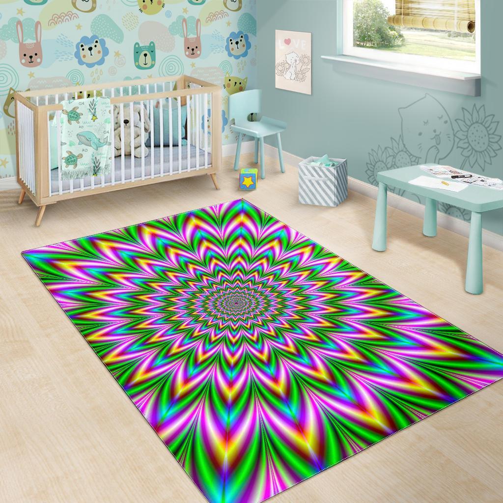 Psychedelic Radiant Optical Illusion Area Rug