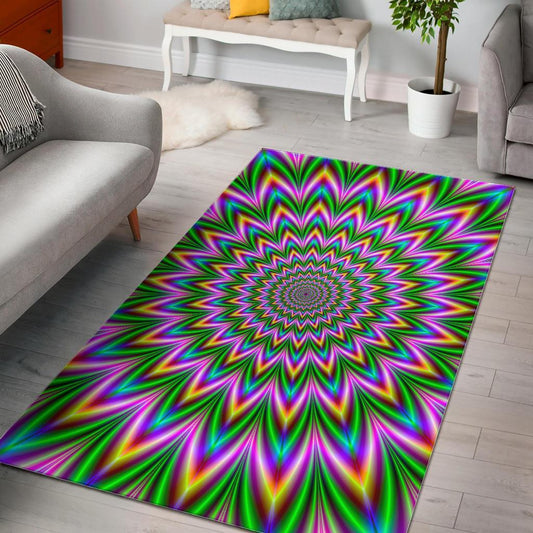 Psychedelic Radiant Optical Illusion Area Rug