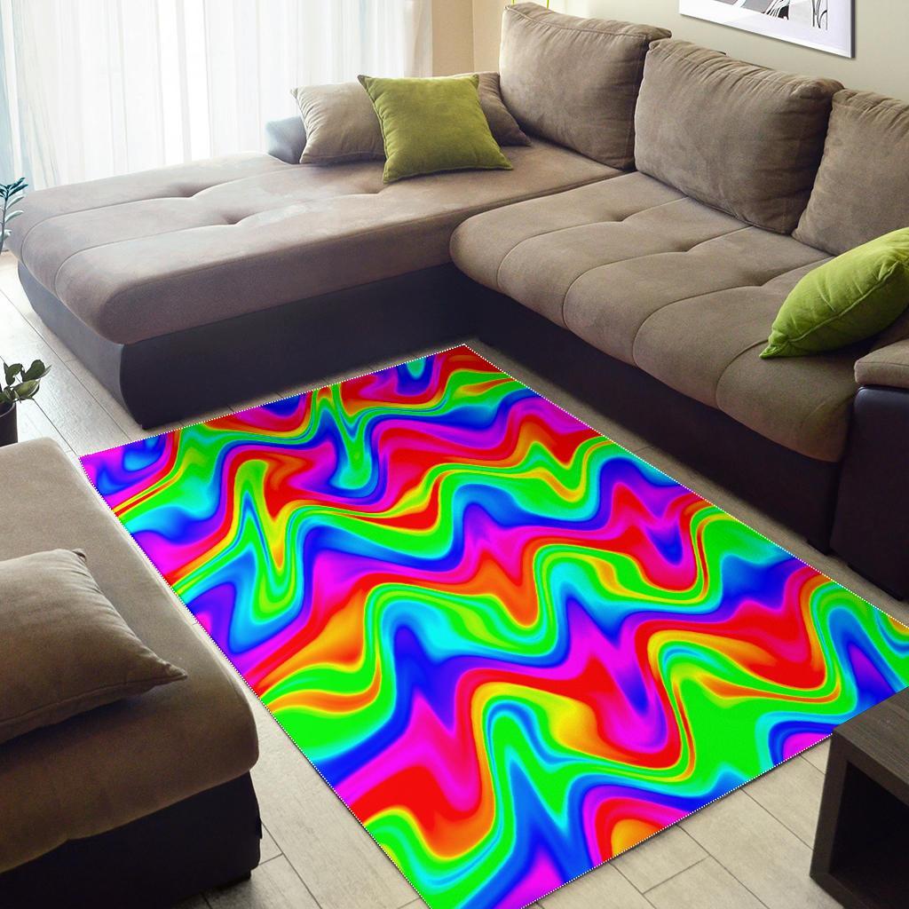 Psychedelic Rainbow Trippy Print Area Rug