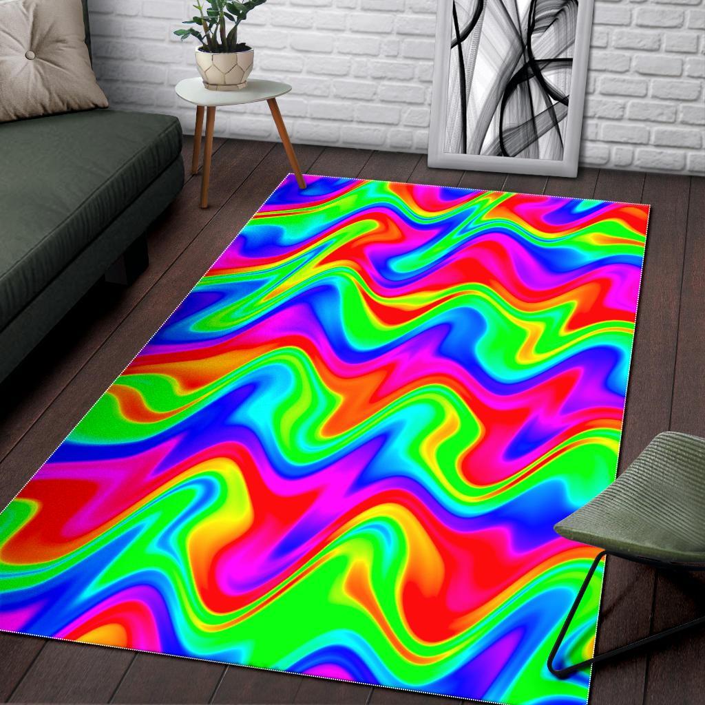 Psychedelic Rainbow Trippy Print Area Rug