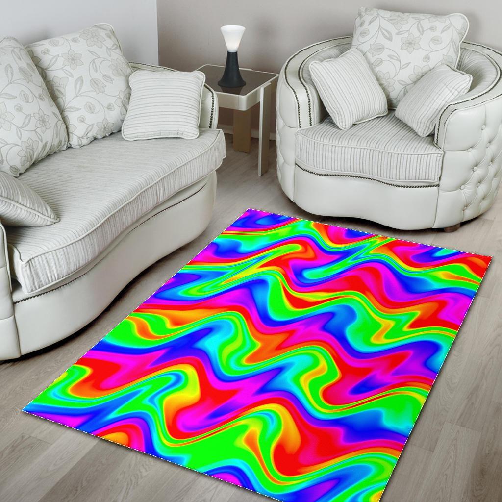 Psychedelic Rainbow Trippy Print Area Rug
