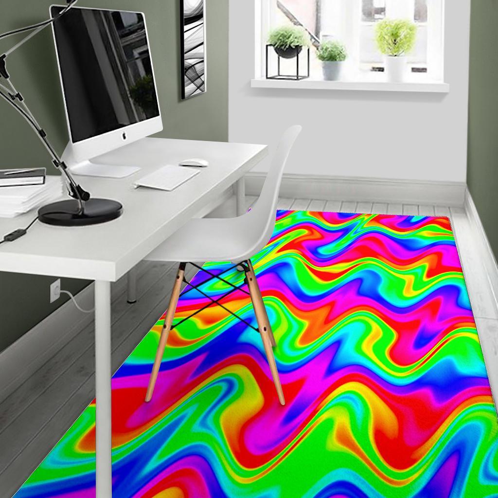 Psychedelic Rainbow Trippy Print Area Rug