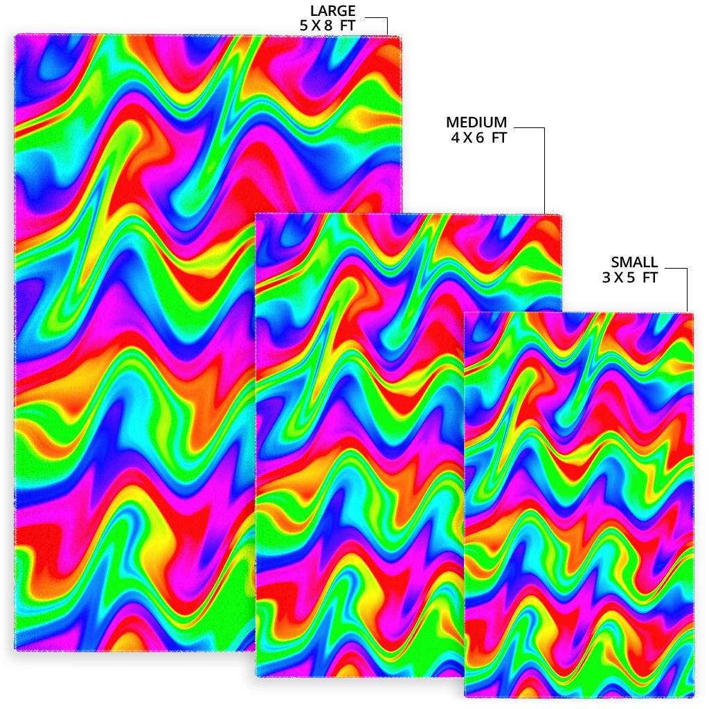 Psychedelic Rainbow Trippy Print Area Rug