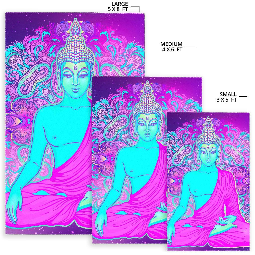Purple And Teal Buddha Print Area Rug