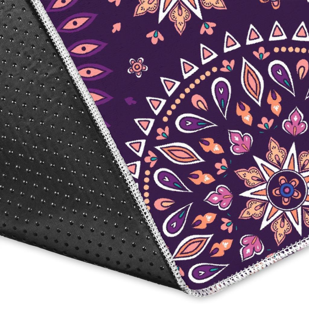 Purple Bohemian Mandala Pattern Print Area Rug
