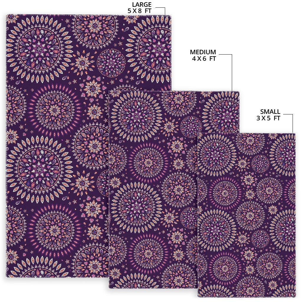 Purple Bohemian Mandala Pattern Print Area Rug