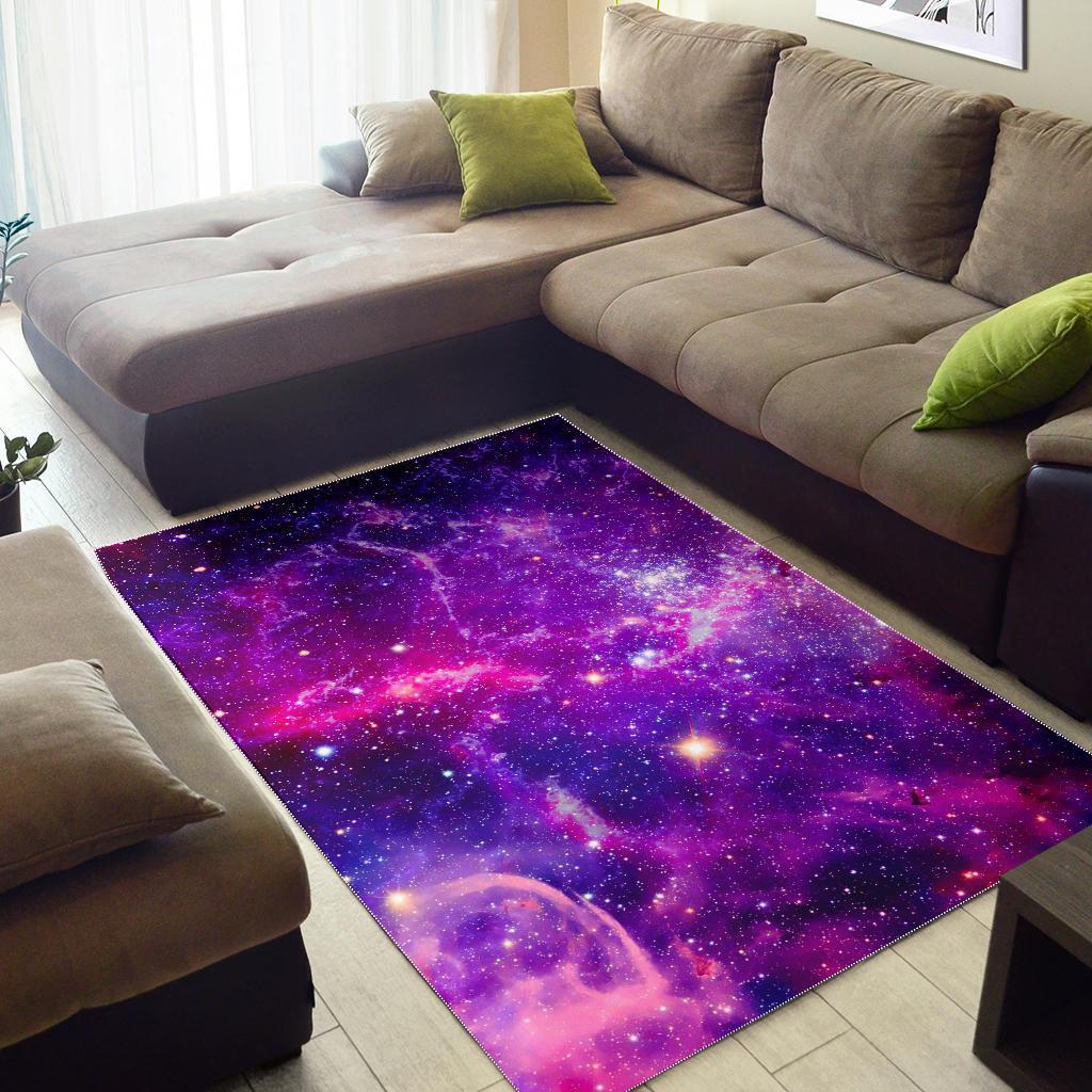 Purple Bursting Galaxy Space Print Area Rug