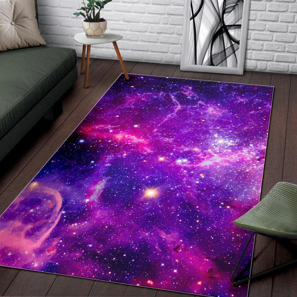 Purple Bursting Galaxy Space Print Area Rug