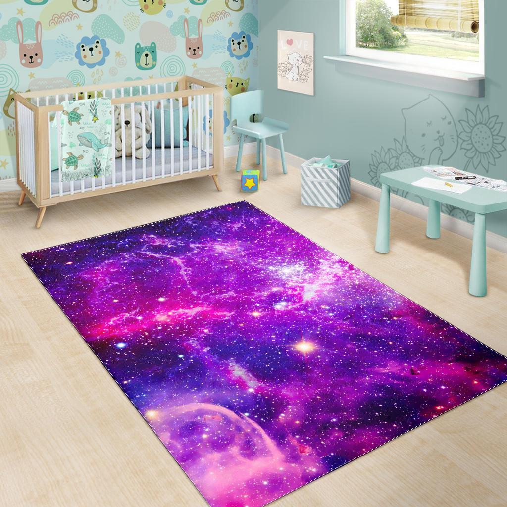 Purple Bursting Galaxy Space Print Area Rug