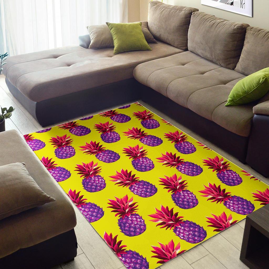 Purple EDM Pineapple Pattern Print Area Rug