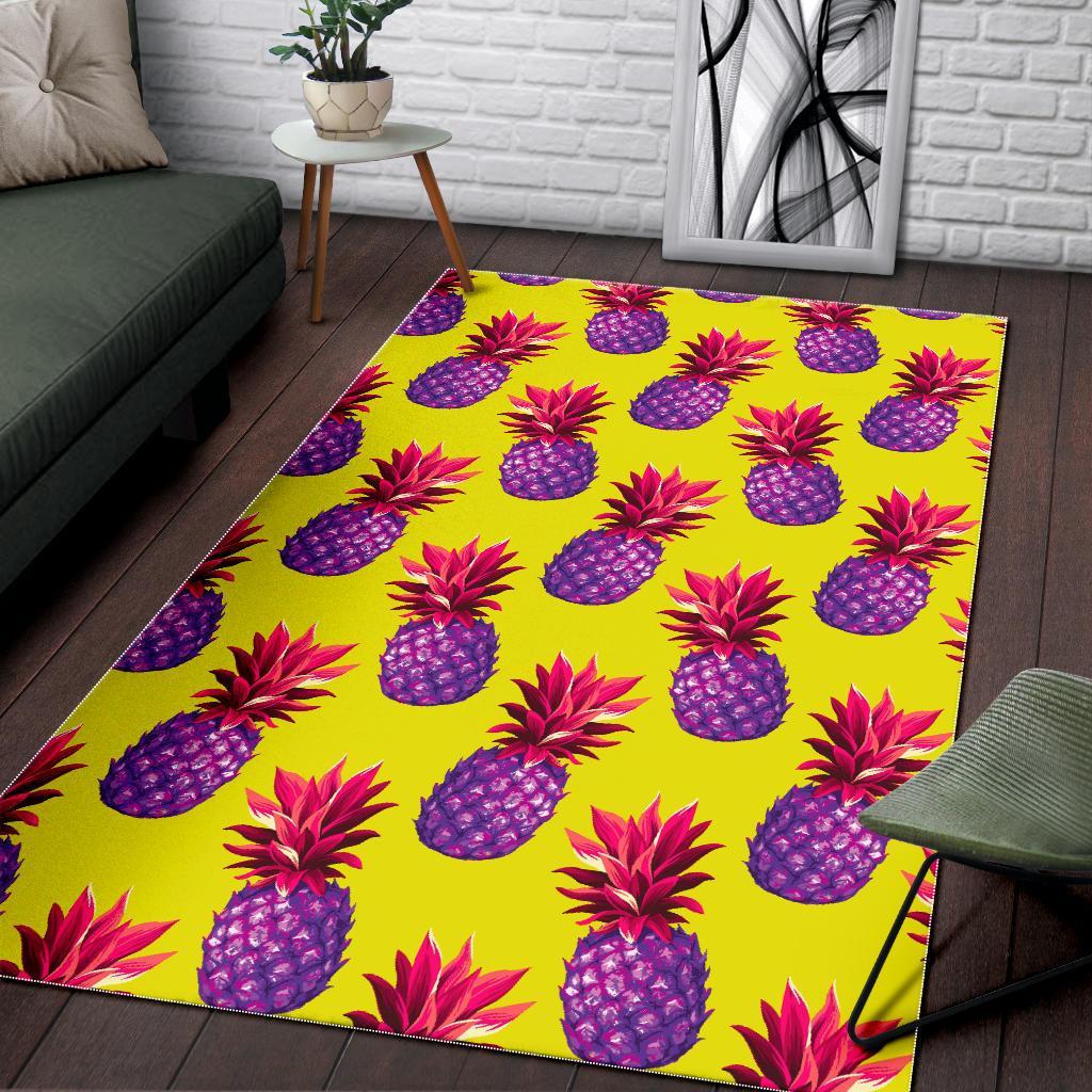 Purple EDM Pineapple Pattern Print Area Rug