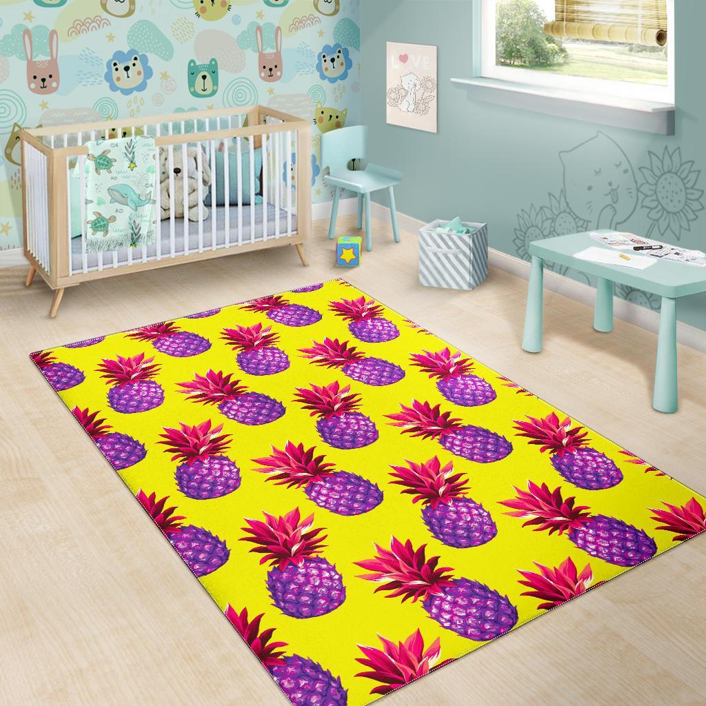 Purple EDM Pineapple Pattern Print Area Rug
