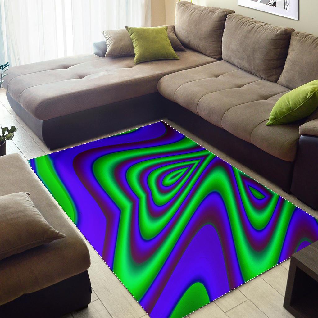 Purple Green Psychedelic Trippy Print Area Rug