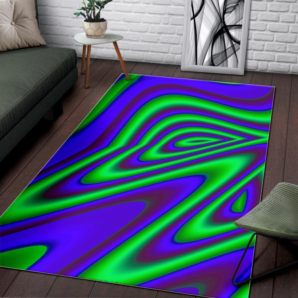 Purple Green Psychedelic Trippy Print Area Rug