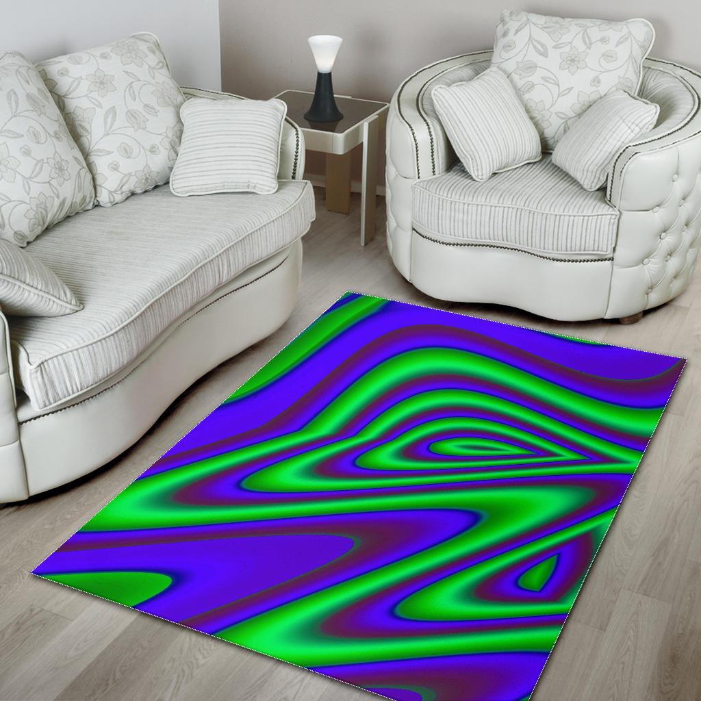 Purple Green Psychedelic Trippy Print Area Rug