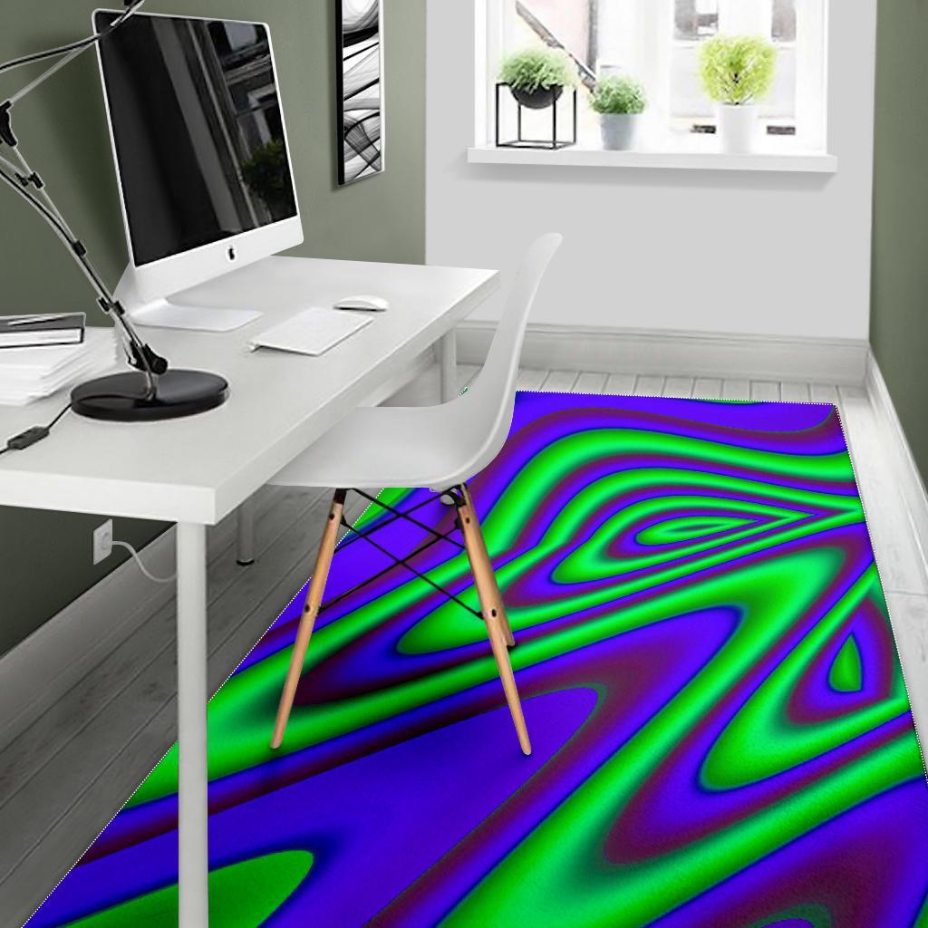 Purple Green Psychedelic Trippy Print Area Rug
