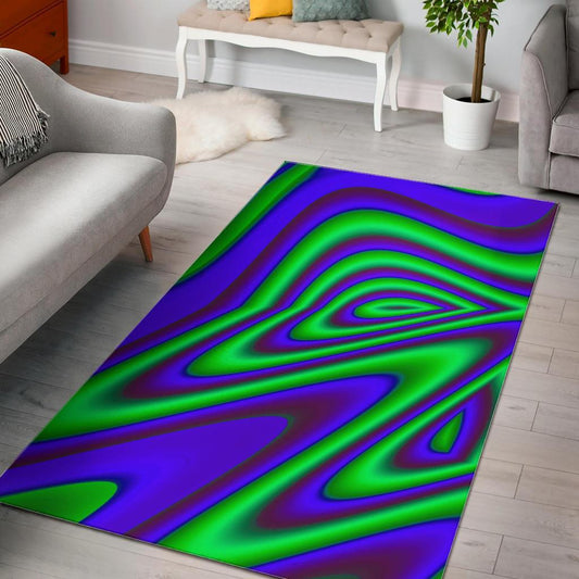 Purple Green Psychedelic Trippy Print Area Rug
