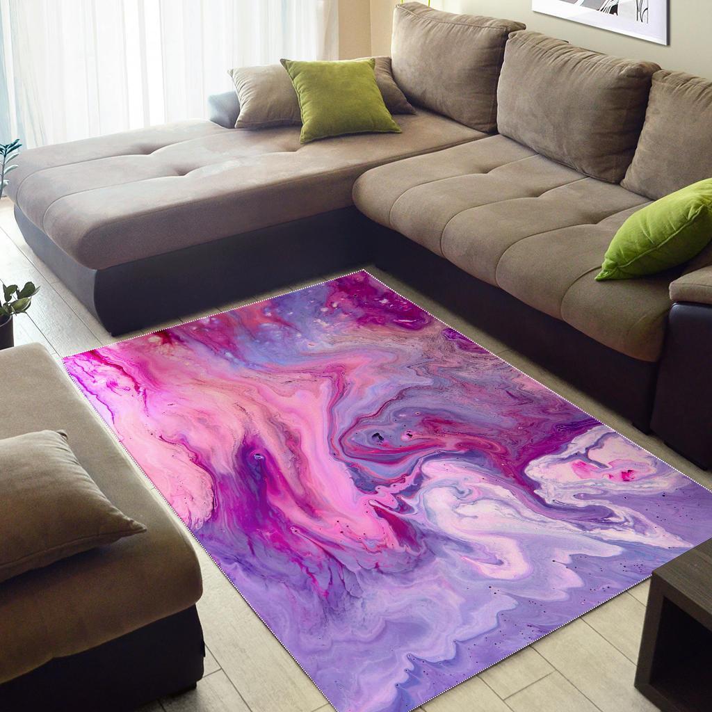 Purple Liquid Marble Print Area Rug