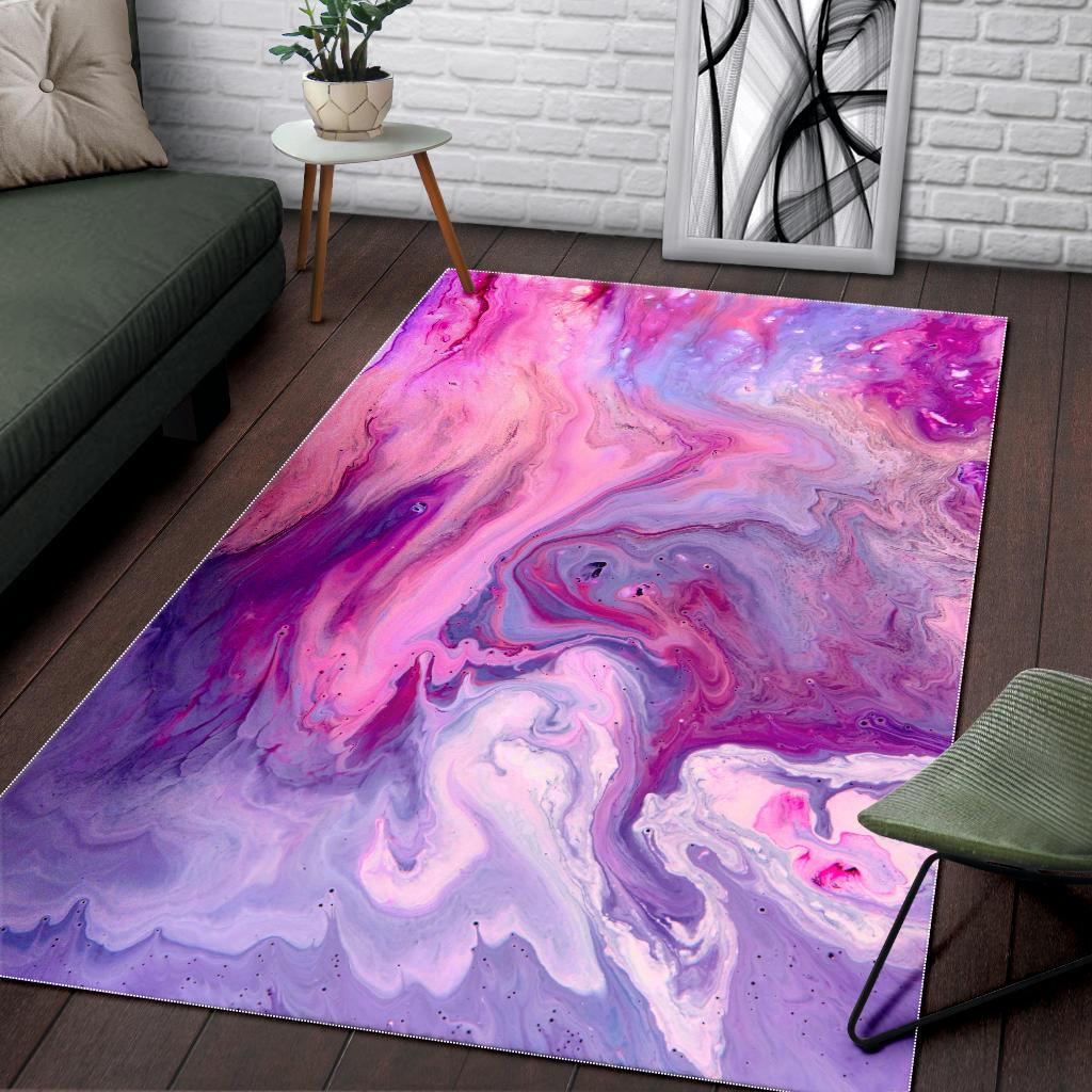 Purple Liquid Marble Print Area Rug