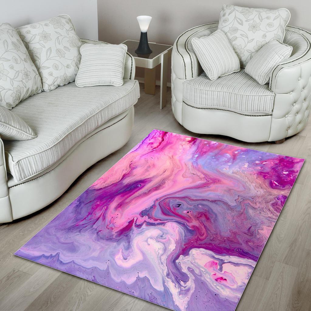 Purple Liquid Marble Print Area Rug