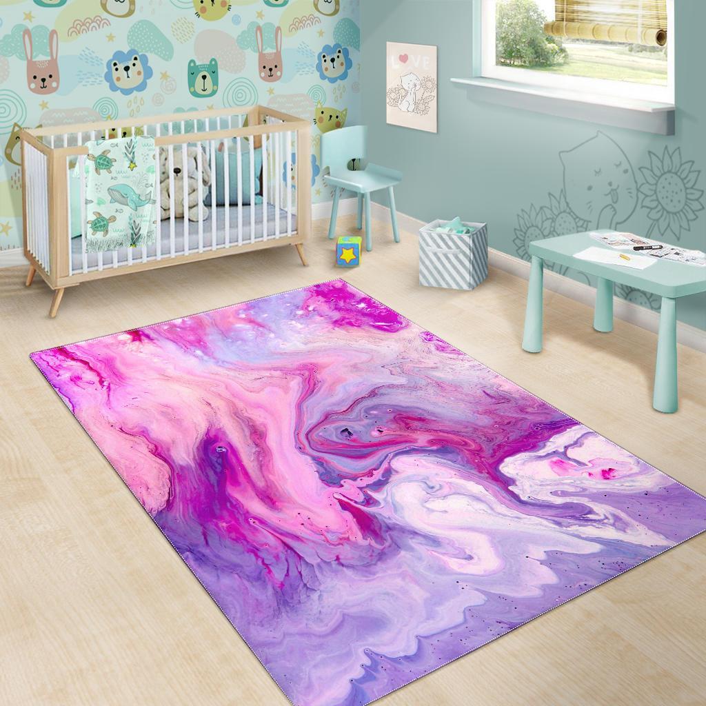 Purple Liquid Marble Print Area Rug