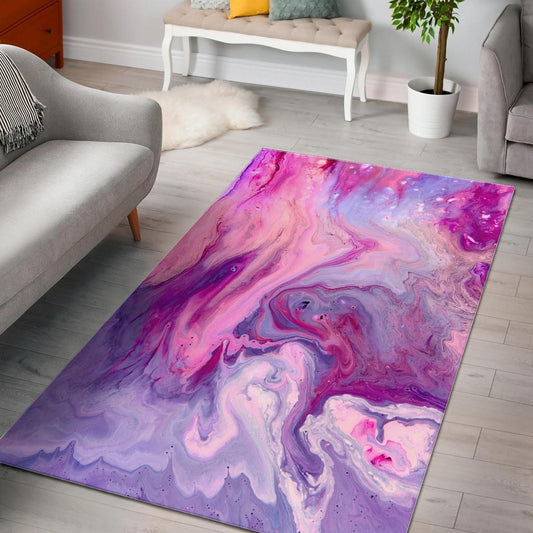 Purple Liquid Marble Print Area Rug