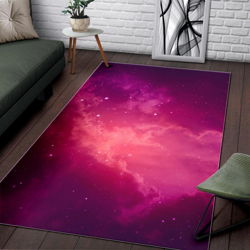 Purple Nebula Cloud Galaxy Space Print Area Rug