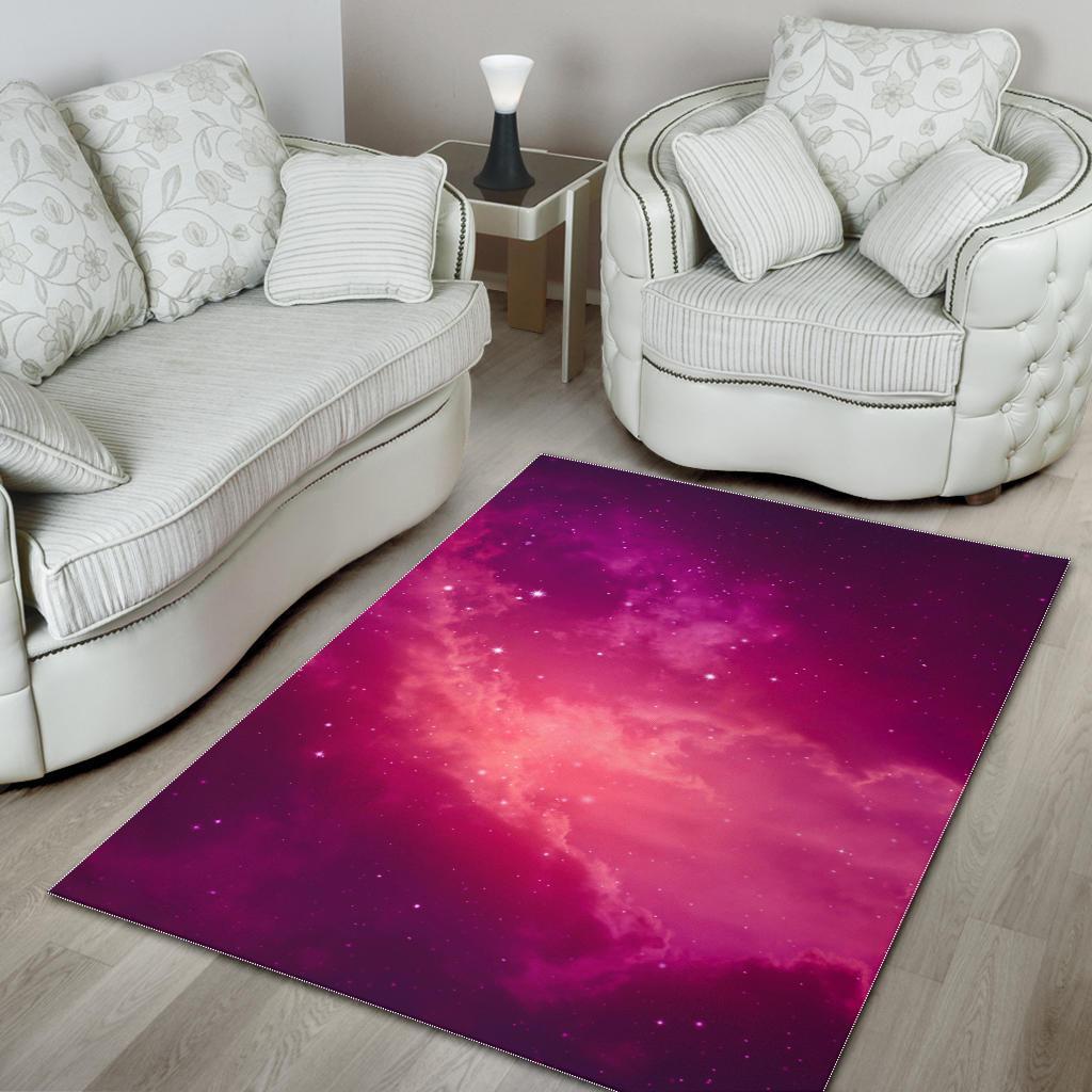 Purple Nebula Cloud Galaxy Space Print Area Rug