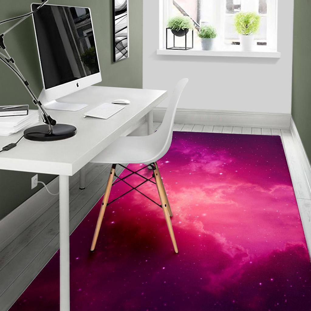 Purple Nebula Cloud Galaxy Space Print Area Rug