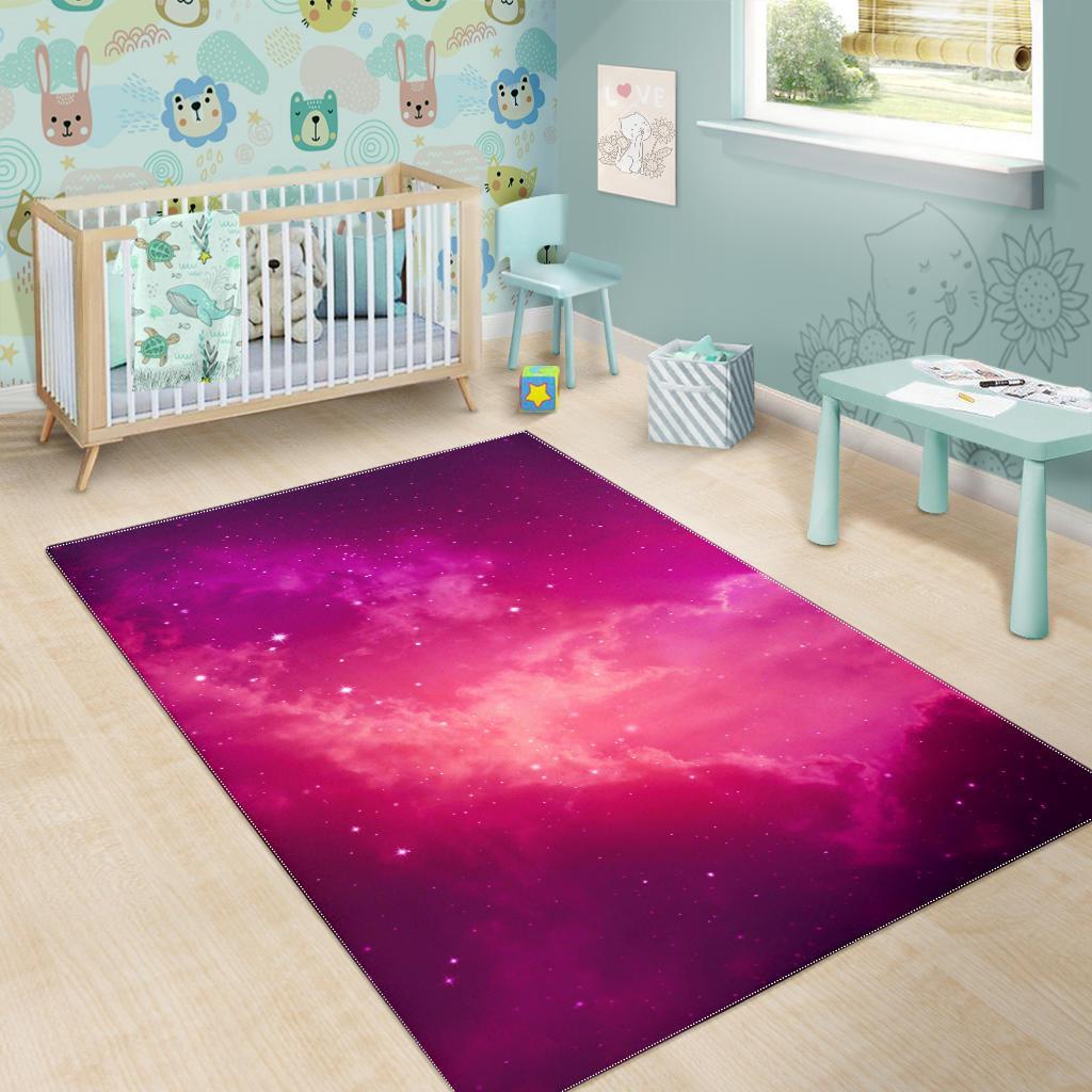 Purple Nebula Cloud Galaxy Space Print Area Rug