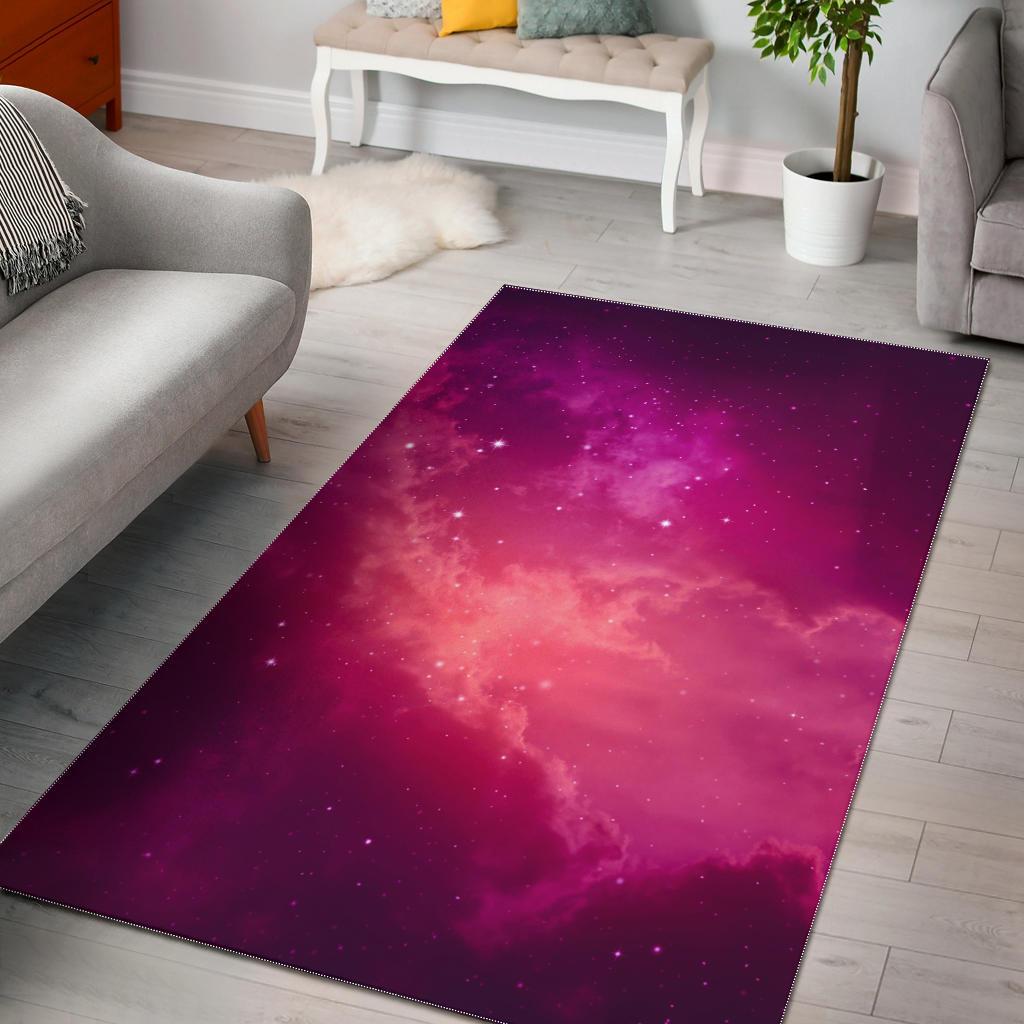 Purple Nebula Cloud Galaxy Space Print Area Rug