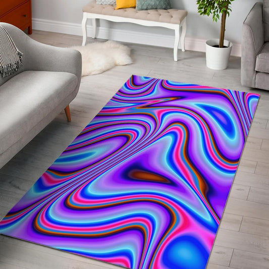 Purple Psychedelic Trippy Print Area Rug