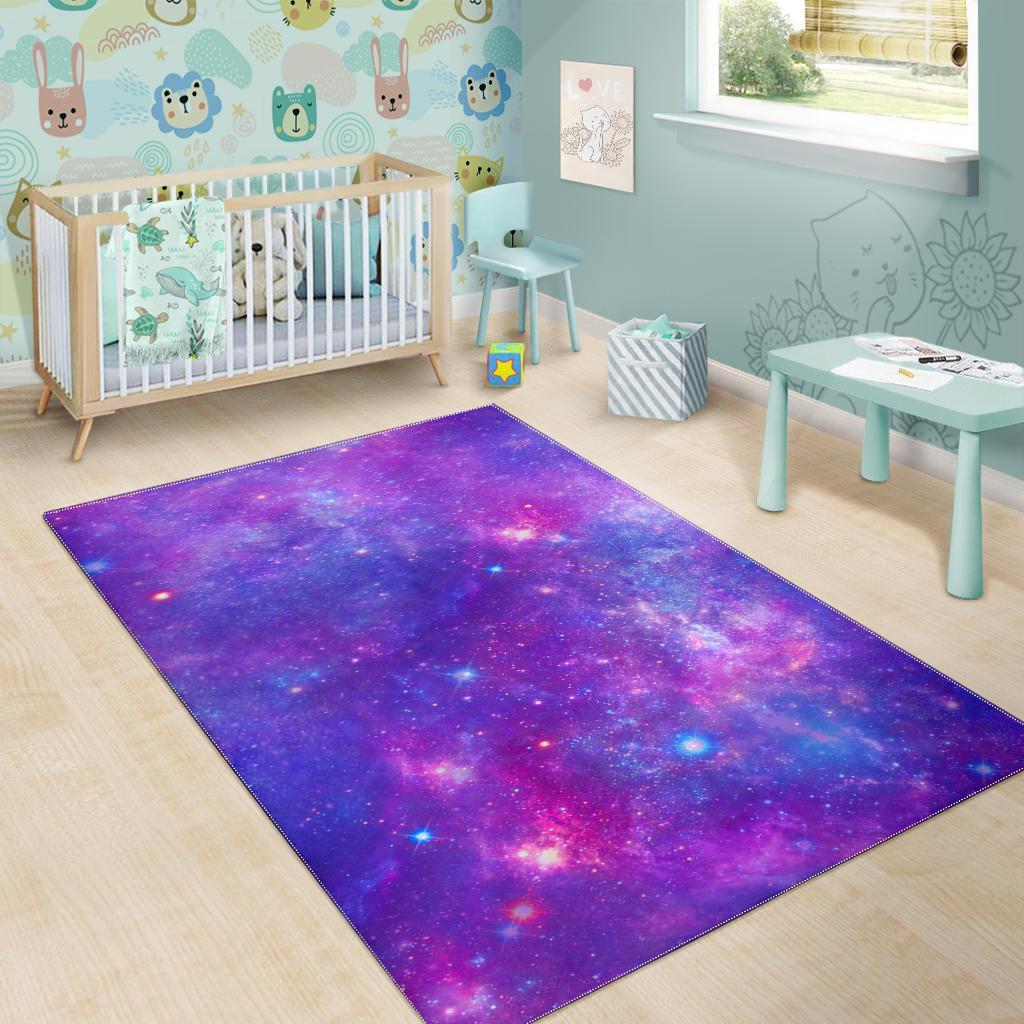 Purple Stardust Cloud Galaxy Space Print Area Rug