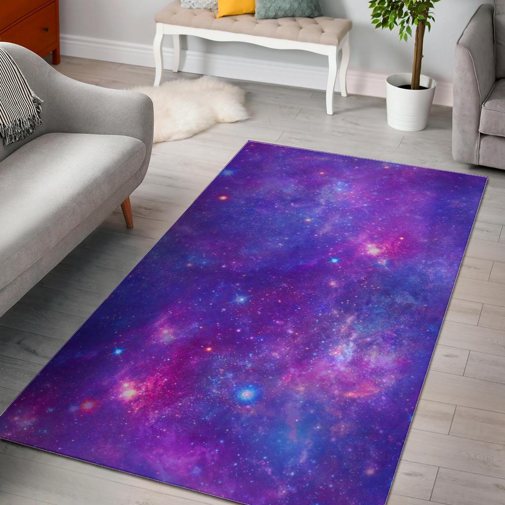 Purple Stardust Cloud Galaxy Space Print Area Rug