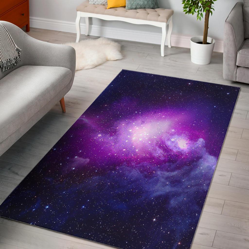 Purple Starfield Galaxy Space Print Area Rug