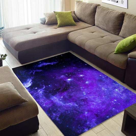 Purple Stars Nebula Galaxy Space Print Area Rug