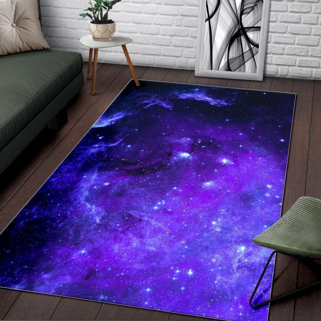 Purple Stars Nebula Galaxy Space Print Area Rug